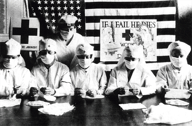 متطوعو الصليب الأحمر يحاربون جائحة الإنفلونزا 